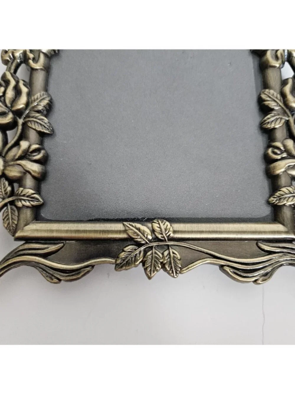 Vintage Ornate Gold Tone Metal Photo Frame MCM Hollywood Regency 3.5x5